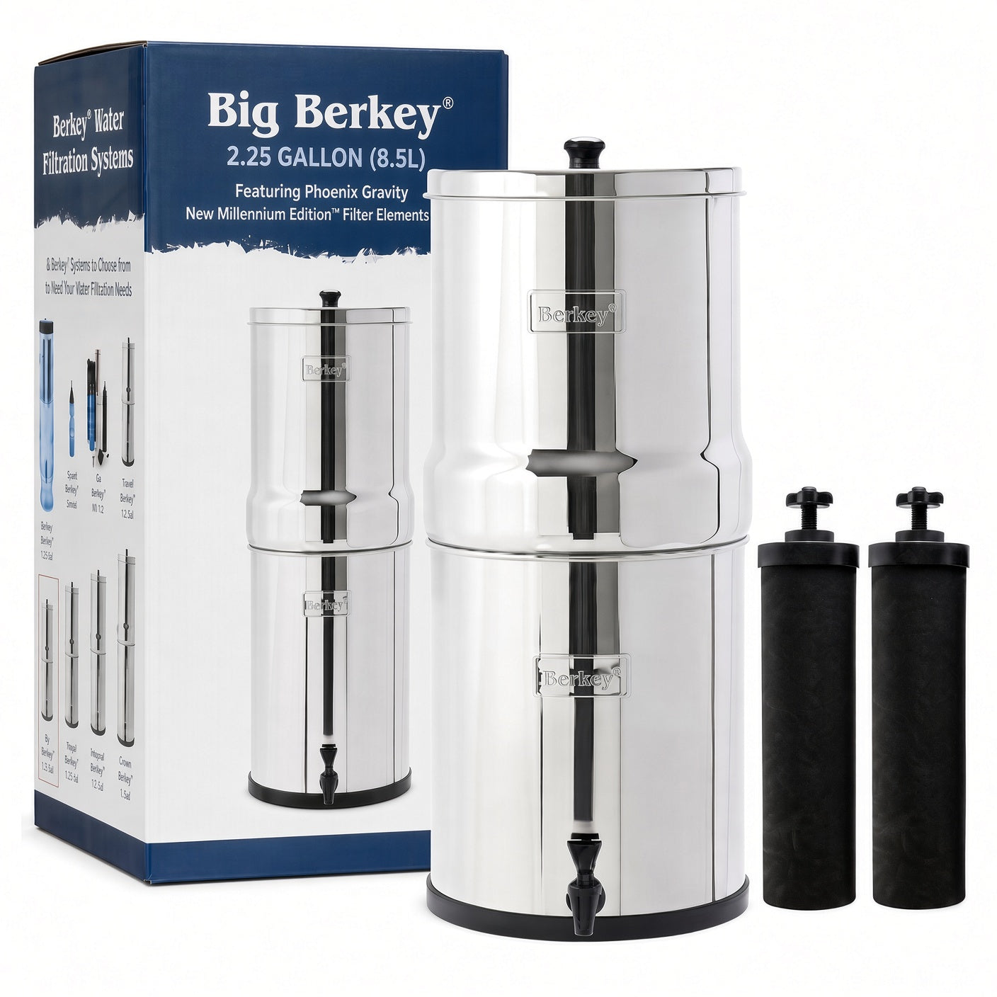 Big Berkey 2.25 Gallon Stainless Steel Gravity Water Filter System