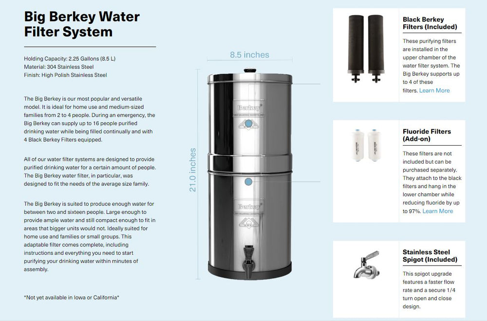 Filtre à Eau Big Berkey - Berkey Water Filters